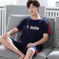 Summer Men Pyjamas 100%Cotton Cartoon Pajamas Set Casual Short Sleepwear Pyjamas Night Suits Pijamas Plus Size 4XL Homewear PJ. 