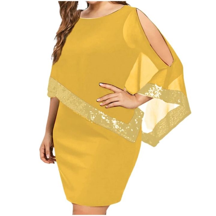 Formal%20Plus%20Size%20Dresses%20Womens%20Cape%20Sleeve%20Elegant%20Bodycon%20Church%20Dresses%202024%20Sequins%20Chiffon%20Curve%204Xl%205Xl%20Dress%20Party%20Night%20-%20Image%207