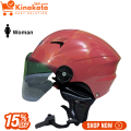 Open Face SMS Cap Helmet for Women – Half Face Pelion Helmet with Leather Wind Cover, ABS Shell, Visor Glass – Dame-Dude Open Face Bike Helmet for Motorcycle, Cycle, Scooter – Blue/Red/Green/Black/Grey/Pink.