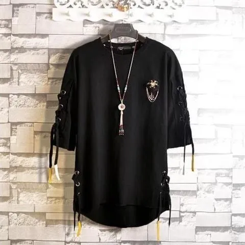 Idopy%20Korean%20Fashion%20Men%60s%20Street%20Style%20Lace%20Punk%20Gothic%20Pullover%20Designer%20Steampunk%20Hem%20%20Hop%20Sweatshirts%20Shirts%20Tees%20-%20Image%204