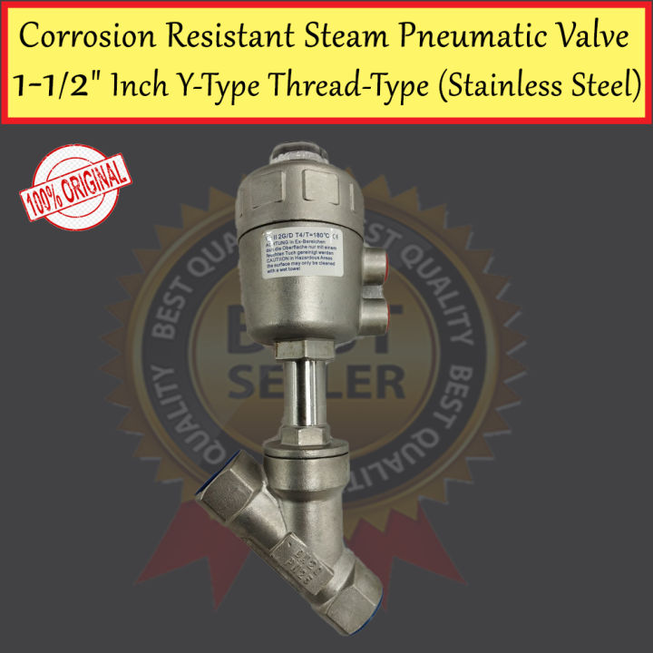 1/2" BSPT Female Normally Open Pneumatic Angle Seat Steam Valve – 304 Stainless Steel, New-Type Stainless Head, 1.6 MPa, 0.3–0.8 MPa Control Pressure