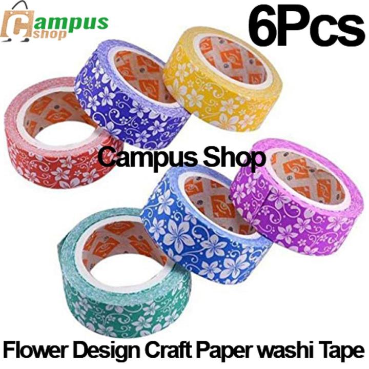 Flower Design Craft Paper washi Tape 6 pcs