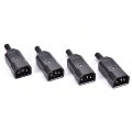 4PCS IEC C14 Male Inline Chassis Socket Plug Rewireable Mains Power Connector. 