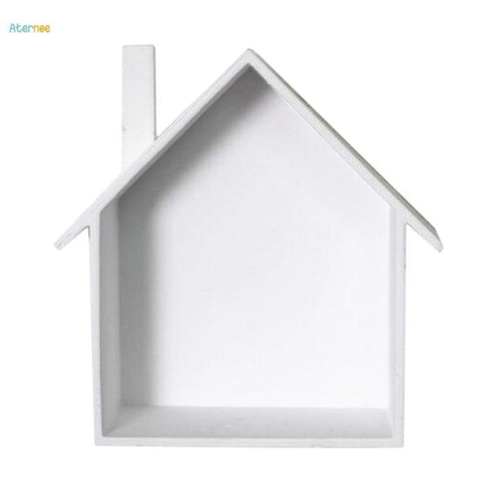 5x House Shaped Floating Wall Mounted Shelves For Decor White