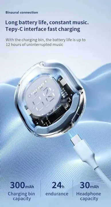 Ultrapods%20Pro%20True%20Wireless%20Earbuds%20with%20Display%20Transparent%20Design,%20Bluetooth%205.3%20Water%20Proof%20-Blue%20Colour%20-%20Image%203