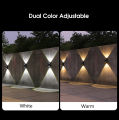 Auoyo Solar Outdoor Lighting Wall Light Solar Outdoor Waterproof Lamp Dual Head Up And Down Dual Color Luminescent High Brightness Wall Spotlights Door Signs And Wall Lights.