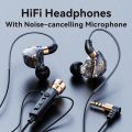 HiFi Wired Headphones with Microphone Noise-Cancelling Dynamic Earphones In Ear Earbuds Bass Headset For Sports Fitness Music.