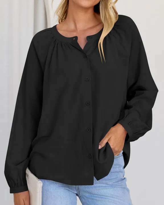 Ladies%20Fashionable%202024%20long%20sleeve%20crew%20neck%20shirts%20button%20down%20ruffle%20casual%20dressy%20blouse%20tops%20-%20Image%203
