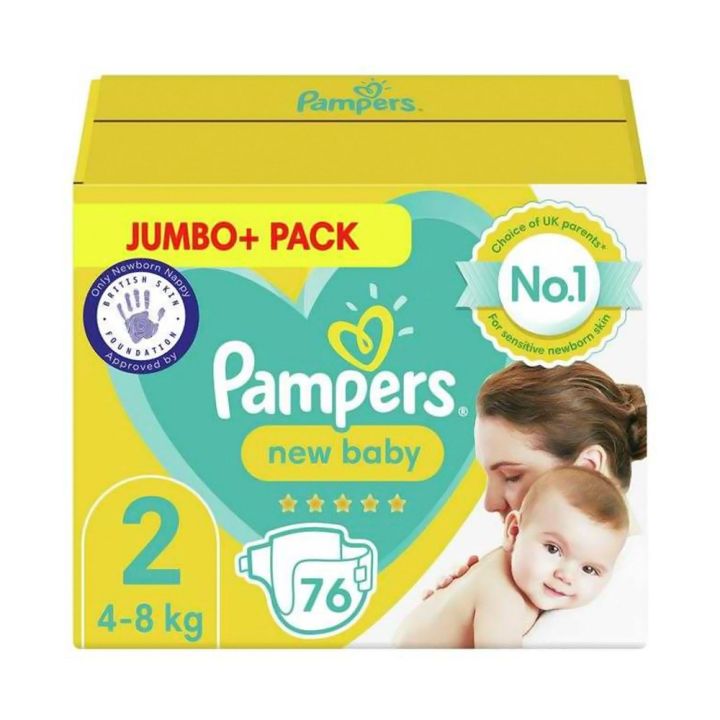 Pampers Diapers Newborn Size 2 Belt 4-8kg 76 Pcs Pack, Made in UK