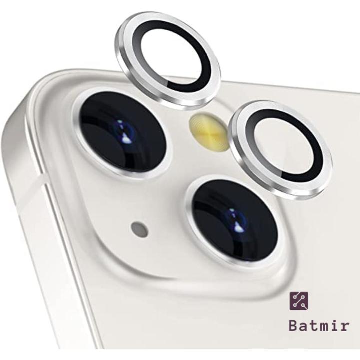 For Apple iPhone 13 White Camera Protector WSKEN Metal Ring Tempered Glass Camera Lens Protector