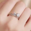 Temperament Silver Solid Imitation Moissanite Gemini Ring Couple Pair Ring Platinum Plated 18K Double Diamond Engagement Ring. 
