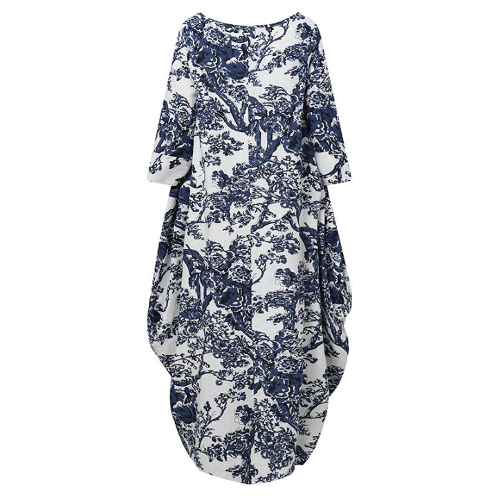 ZANZEA%20Women%20Vinatge%20Floral%20Printed%20Long%20Maxi%20Dress%20Loose%20Baggy%20Cotton%20Kaftans%20-%20Image%206