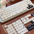 MOA Keycaps 141 Keys Black and white cows Square Thermal Sublimation Mechanical Keyboard includ2.25 U 2.75U for Alice. 