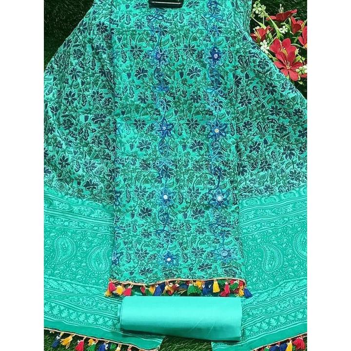 Exclusive Joy puri Glass embordary  Three Piece [3 Piece] For Women