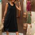 Women’s Causal O Neck Sleeveless Tank Dress Sundress Robe Femme Loose Dresses.