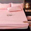 Thicken Mattress Cover Thick Quilted Stitched Bed Linen Printed Bedding Large Non-Slip Bed Sheet Dust Cover Without Pillowcase. 