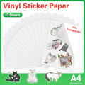 10Sheets A4 Glossy White Silver Printable Vinyl Sticker Paper Waterproof Self-adhesive Transparent Copy Paper for Inkjet Printer. 