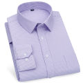 Men's Long Sleeved Shirt Business Casual Classic Plaid Striped Checked Blue Purple Male Social Dress Shirts for Man Button Shirt. 