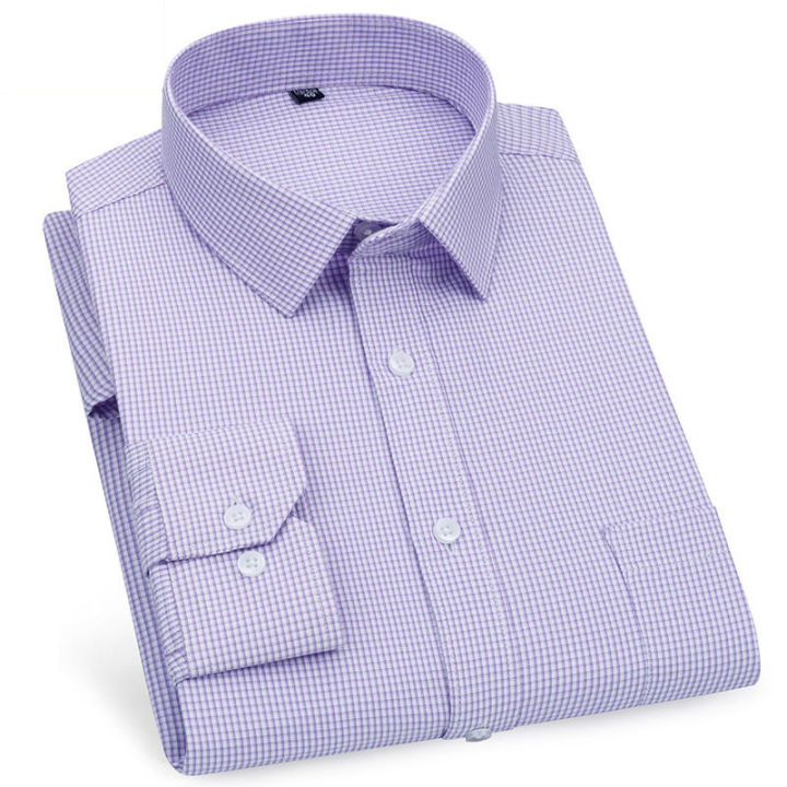 Men's%20Long%20Sleeved%20Shirt%20Business%20Casual%20Classic%20Plaid%20Striped%20Checked%20Blue%20Purple%20Male%20Social%20Dress%20Shirts%20for%20Man%20Button%20Shirt%20-%20Image%203