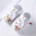 Newborn Baby Flower Print Shoes Summer Baby Girl Cute Bow Floral Print Breathable Princess Shoes Soft Sole Flat Anti-Slip Sandals(0-12 Month) - Baby Shoes Girls. 