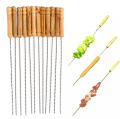 12 Pieces 38cm Barbecue Skewers Wooden Handle BBQ Meat Needle Roast Fork Kebab Stick Barbecue Tools.