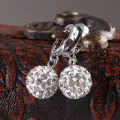 Cute Chardlin full rhinestone earrings silver -plated earrings Princess ball earring earrings Fashion temperament ear buckle earrings.