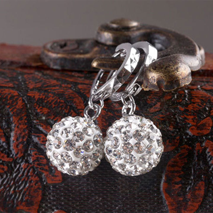 Cute Chardlin full rhinestone earrings silver -plated earrings Princess ball earring earrings Fashion temperament ear buckle earrings