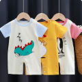 【LuckyBabyFans Store】(New) baby rompers cotton cartoon printing newborn crew neck short-sleepted rompers color. 