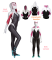 Gwen Spid Costume for Kids and Adult White Spider Girl Mask 3D Style Halloween Costumes Cosplay Suiter Body Jumpsuit. 