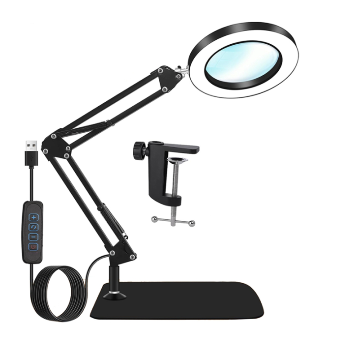 10X Magnifying Glass With Light And Stand, LED Desk Magnifier