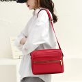 Casual Crossbody Bags Solid Waterproof Nylon Phone Pouch Multi Zipper Pocket Messenger Bags Adjustable Strap For Daily Work. 