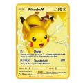 【Serendipity party】English Gold Pokemon Cards Metal Card Vmax Max Pikachu Rainbow Golden Game Collection Set Gift Kids.
