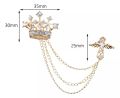 Rhinestone Crown Tassel Brooch Lapel Pins For Men Suit Shirt Jewelry Accessories. 