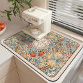 Kitchen Absorbent Pad Vintage Dish Drying Mat Rubber Draining Pad Tableware Mat Table Anti-scald Pad Home Decor. 