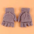 Student Dual-use Boys Girls Warm Winter Coral Velvet Gloves Convertible Flip Top Half Finger Gloves Knitting Mittens Killer Bzzo. 