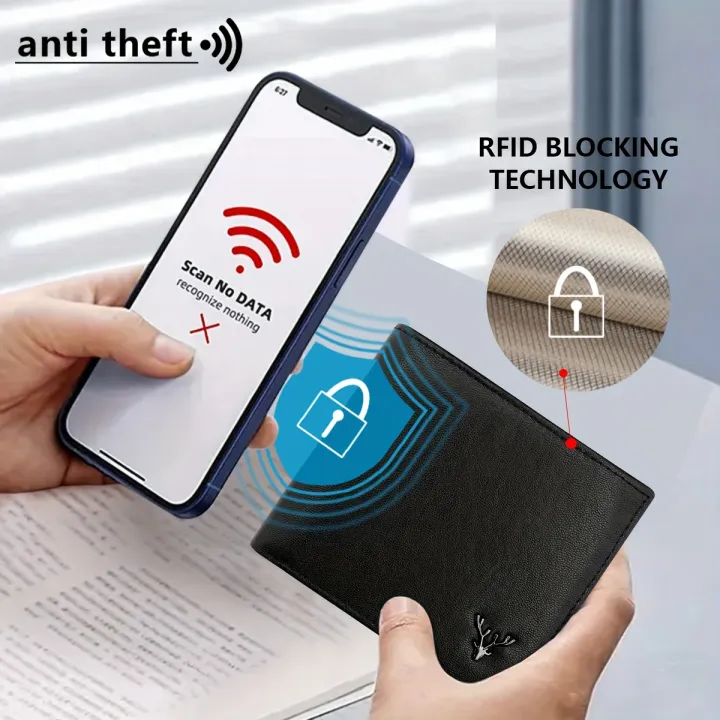 1pc%20Men's%20Shielded%20RFID%20Wallet,%20Top%20Layer%20Cowhide%20Credit%20Card%20Holder,%20With%20Auspicious%20Deer%20Head%20Metal%20Label%20Wallet,%20Large%20Capacity%20Bag%20-%20Image%204