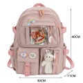 Kawaii Aesthetic Women Backpack School Bag for Teen Girls Japanese Korean Rucksack Student Bookbags with Cute Accessor Mochila. 