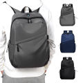 Men's business backpack, nylon waterproof and wear-resistant office commuter computer bag, college student solid color versatile school bag.