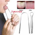 【Happy baby toy store】Useful Tongue Scraper Cleaner Stainless Steel Metal Medical Mouth Cleaning Oral Brush Dental Reusable Fresh.