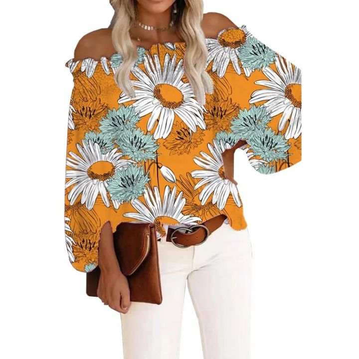 Elegant%20Blouse%20Flower%20Autumn%20Off%20Shoulder%20Long%20Sleeve%20Chiffon%20Shirt%20Lantern%20Sleeve%20Loose%20Top%20Lady%20-%20Image%203