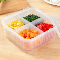 Refrigerator Storage Box 4 Grid Food Vegetable Fruit Storage Box Fridge Organizer Drain Basket Meat Onion Ginger Clear Crisper.