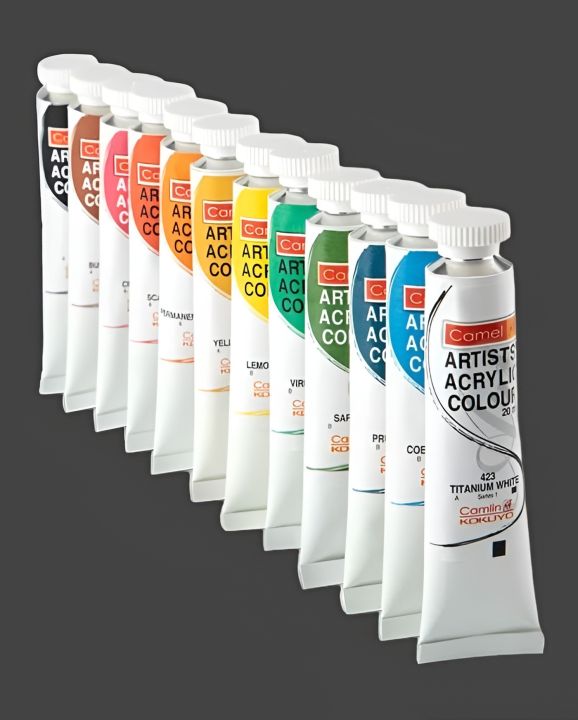 Camel Acrylic Color Box - 20ml Tubes, 12 Shades | Daraz.com.bd