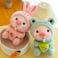 Cartoon Animal Transformation Milk Tea Pig Plush Toy Little Frog Doll. 
