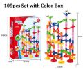 DIY Marble Run Race Set Railway Building Construction Building Blocks 3D Labyrinth Ball Maze Track Kids Gift Toys-with box-105PCS.