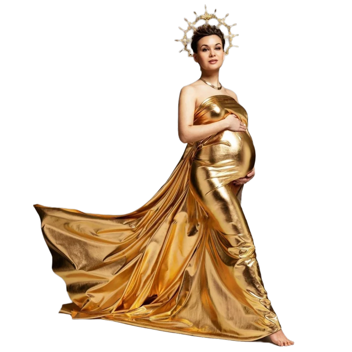 Golden Maternity Photography Props Wrap Cloth Dress Background For  Photoshoot Of Pregnant Women Silver Shiny Stretch Fabric | Daraz.com.bd