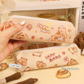 【original】 New Canvas Capybara Pencil Bag Large Capacity Cute Cartoon Stationery Box Panda Rabbit Stationery Bag. 
