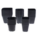 10pc Black Flower Pots Plastic Pots Small Square Pots for Succulent plants Layor. 