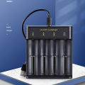 DC 5V 2A Battery Charger with USB Cable 4 Slots Fast Charge Universal for 10440/14500/14650/16340 for Flashlight Camera Doorbell. 