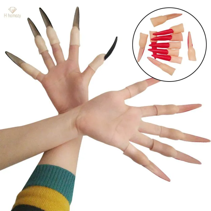 10pcs%20False%20Nails%20Cosplay%20Party%20Supplies%20Scary%20Makeup%20Accessories%20Red%20-%20Image%204