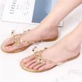 Summer Women Slippers Bow Flip Flops Rivet Flats Sandals Outdoor Transparent Crystal Beach Shoes Female Open Toe Shoes. 